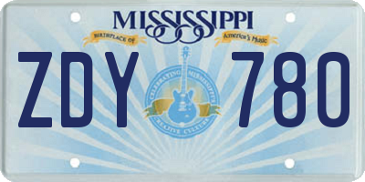 MS license plate ZDY780