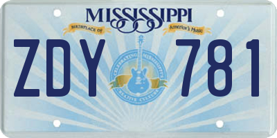 MS license plate ZDY781