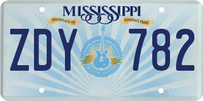 MS license plate ZDY782