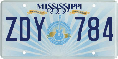 MS license plate ZDY784