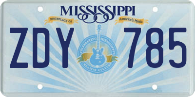 MS license plate ZDY785