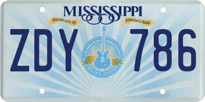 MS license plate ZDY786