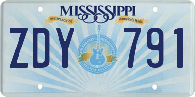 MS license plate ZDY791