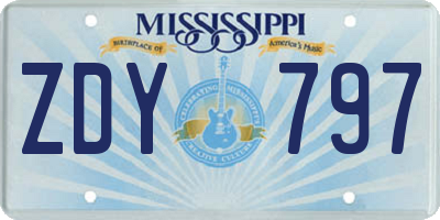MS license plate ZDY797