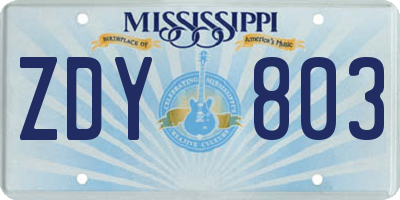 MS license plate ZDY803