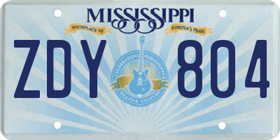 MS license plate ZDY804