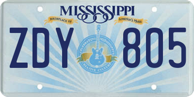 MS license plate ZDY805