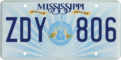MS license plate ZDY806