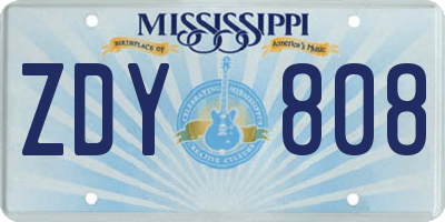 MS license plate ZDY808