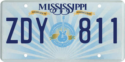 MS license plate ZDY811