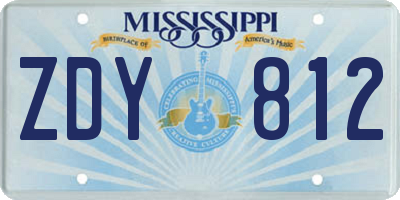MS license plate ZDY812