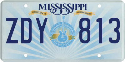 MS license plate ZDY813