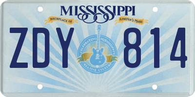 MS license plate ZDY814