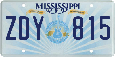 MS license plate ZDY815