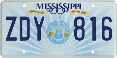 MS license plate ZDY816