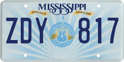 MS license plate ZDY817