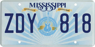 MS license plate ZDY818