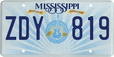 MS license plate ZDY819
