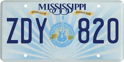 MS license plate ZDY820