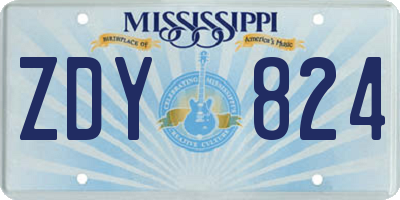 MS license plate ZDY824