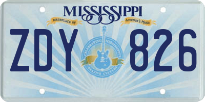 MS license plate ZDY826