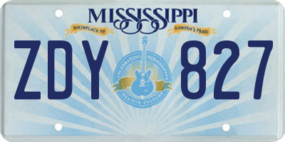 MS license plate ZDY827