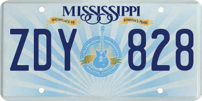 MS license plate ZDY828