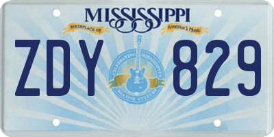 MS license plate ZDY829