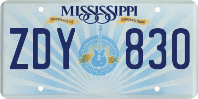 MS license plate ZDY830