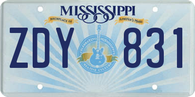 MS license plate ZDY831