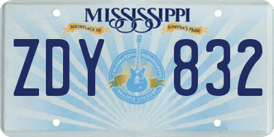 MS license plate ZDY832