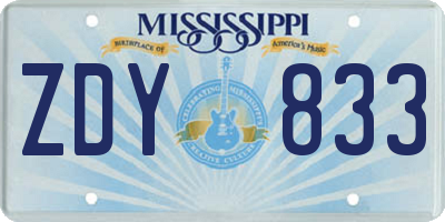 MS license plate ZDY833