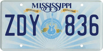 MS license plate ZDY836