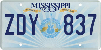MS license plate ZDY837