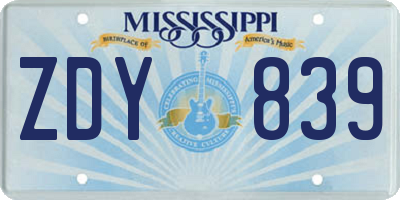 MS license plate ZDY839