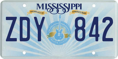 MS license plate ZDY842