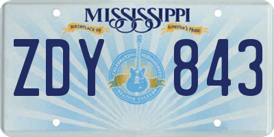 MS license plate ZDY843