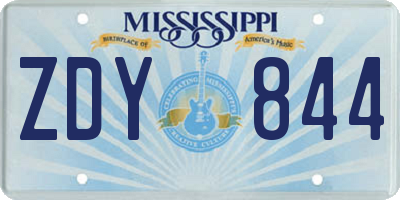MS license plate ZDY844