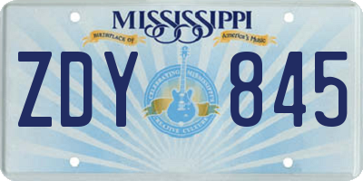 MS license plate ZDY845