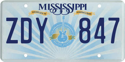 MS license plate ZDY847