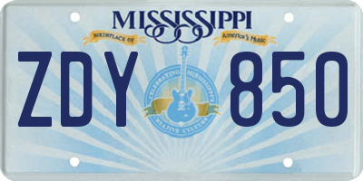 MS license plate ZDY850
