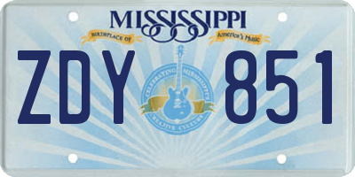 MS license plate ZDY851