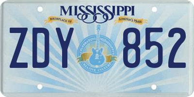 MS license plate ZDY852