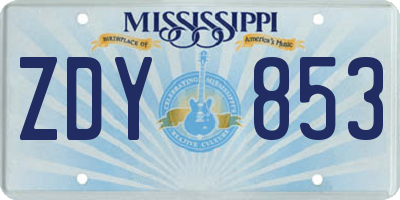 MS license plate ZDY853