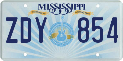 MS license plate ZDY854