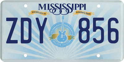 MS license plate ZDY856
