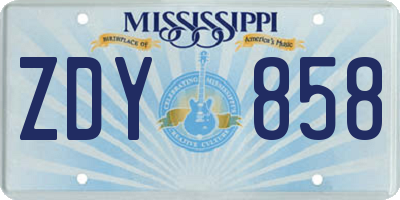 MS license plate ZDY858