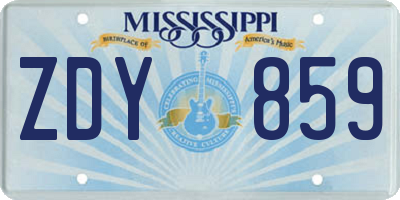 MS license plate ZDY859