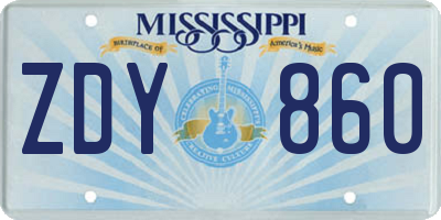 MS license plate ZDY860