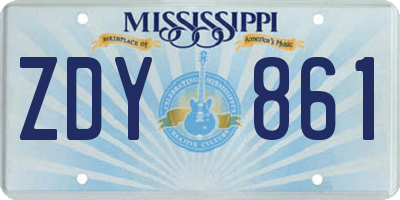 MS license plate ZDY861